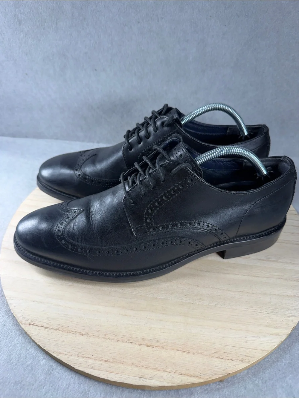 Cole Haan Men’s 10 M Black Leather Wingtip Derby Oxford Dress Shoes Brogue